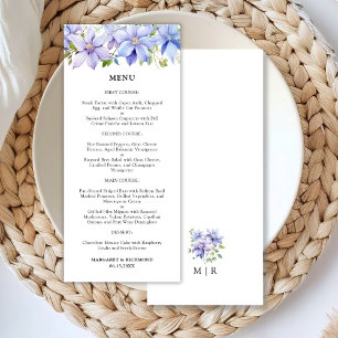 Dusty Blue Watercolor Rustic Floral Wedding Menu