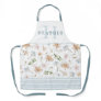 Dusty Blue Watercolor Spring Floral Monogrammed Ap Apron