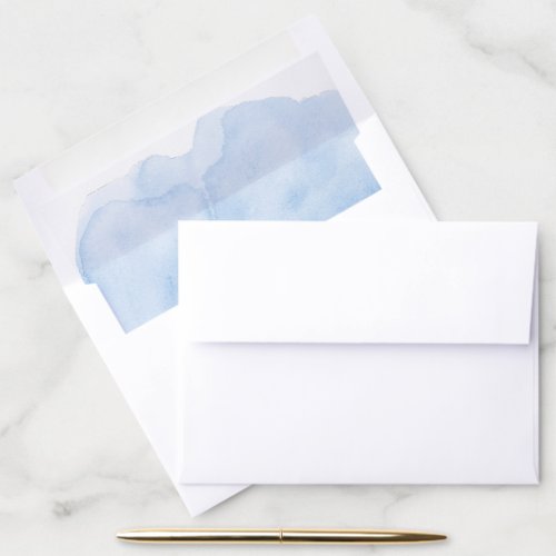 Dusty Blue Watercolor Spruce Point Inn Wedding Envelope Liner