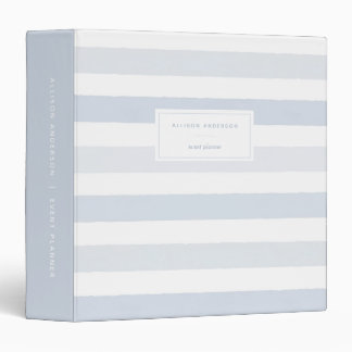 Dusty Blue Watercolor Stripes 3 Ring Binder