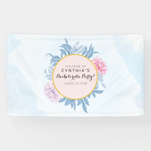 Dusty Blue Watercolor Succulent bachelorette Banner