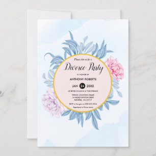 Dusty Blue Watercolor Succulent Divorce Party Invitation