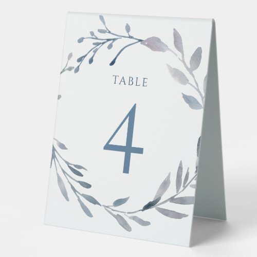dusty blue watercolor table number four sign