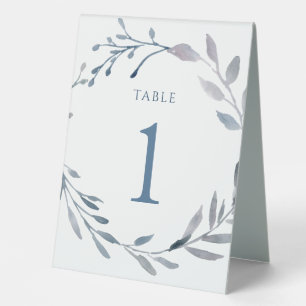 dusty blue watercolor table number one sign