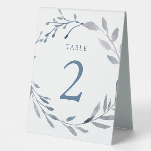 dusty blue watercolor table number sign