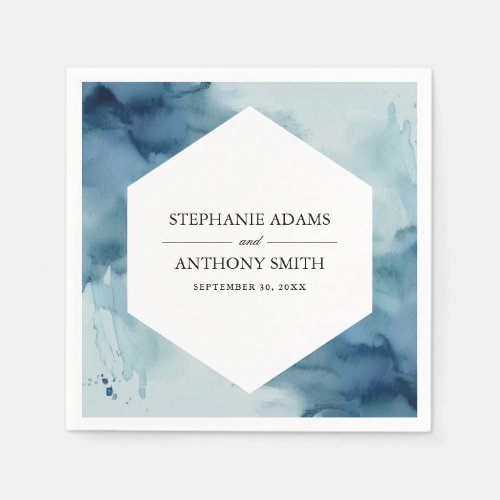 Dusty Blue Watercolor Wash Minimalist Wedding Napkins