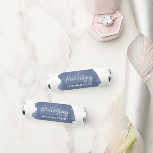 Dusty Blue Watercolor Wedding Breath Savers Mints