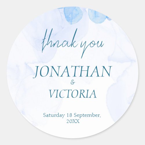 Dusty Blue Watercolor Wedding Favor Sticker Labels