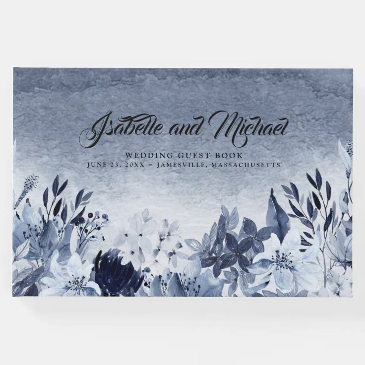 Dusty Blue Watercolor Wedding Guest Book Zazzle