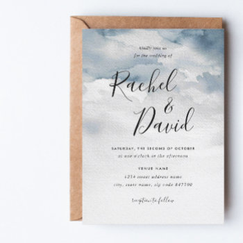 Dusty Blue Watercolor Wedding Invitation by LittleBayleigh at Zazzle