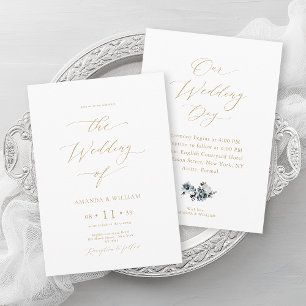 Dusty Blue Watercolor Wedding Invitation