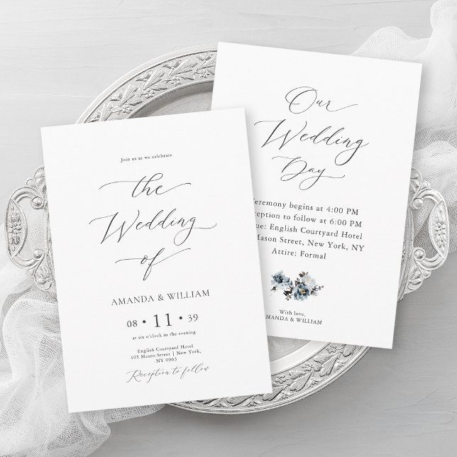 Dusty Blue Watercolor Wedding Invitation (Creator Uploaded)