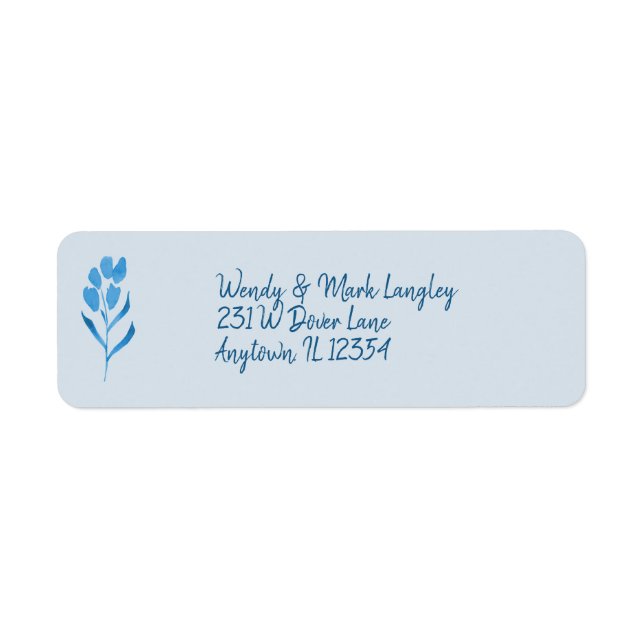 Dusty Blue Watercolor Wedding Invitation  Label (Front)