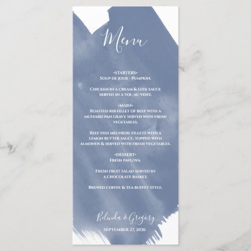 Dusty Blue Watercolor Wedding  Menu