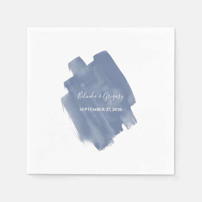 Dusty Blue Watercolor Wedding  Napkins (Front)