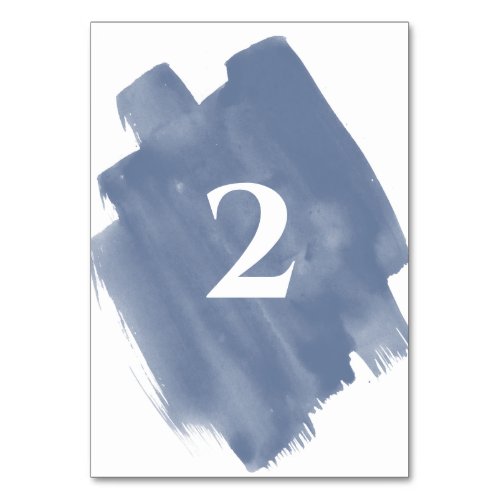 Dusty Blue Watercolor Wedding Table Number