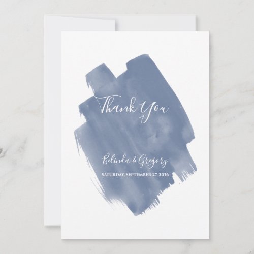 Dusty Blue Watercolor Wedding Thank You Card