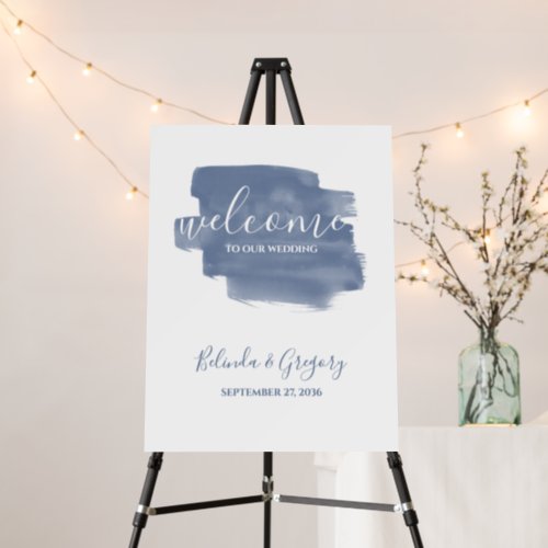 Dusty Blue Watercolor Wedding Welcome Sign