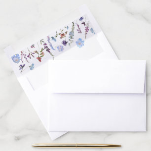 Dusty Blue Watercolor Wildflower Bridal Shower Envelope Liner