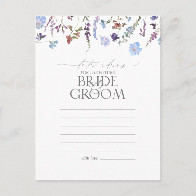 Dusty Blue Watercolor Wildflower Date Ideas Postcard (Front)