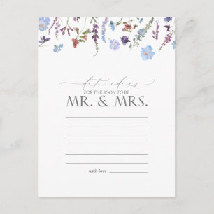Dusty Blue Watercolor Wildflower Date Ideas Postcard