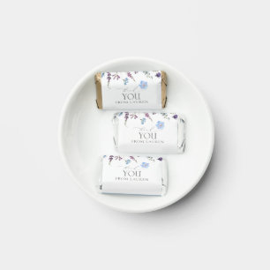 Dusty Blue Watercolor Wildflower Shower Thankyou Hershey's Miniatures