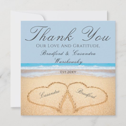 Dusty Blue Wedding 2 Hearts on Sand Wedding favor (Front)