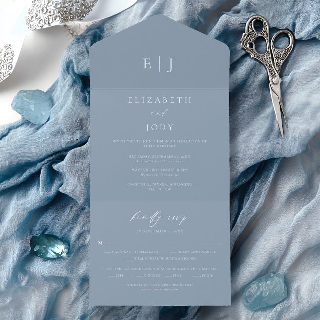 Dusty Blue Wedding All In One Invitation (Creator Uploaded)