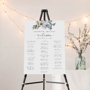 Dusty Blue Wedding Alphabetical Seating Chart  Foam Board