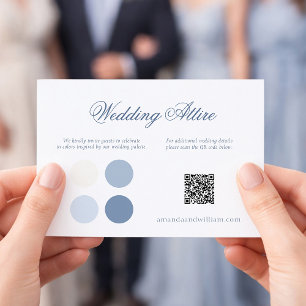Dusty Blue Wedding Attire Card with QR Code