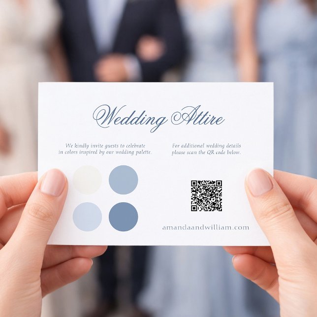Dusty Blue Wedding Attire Card with QR Code (Creator Uploaded)