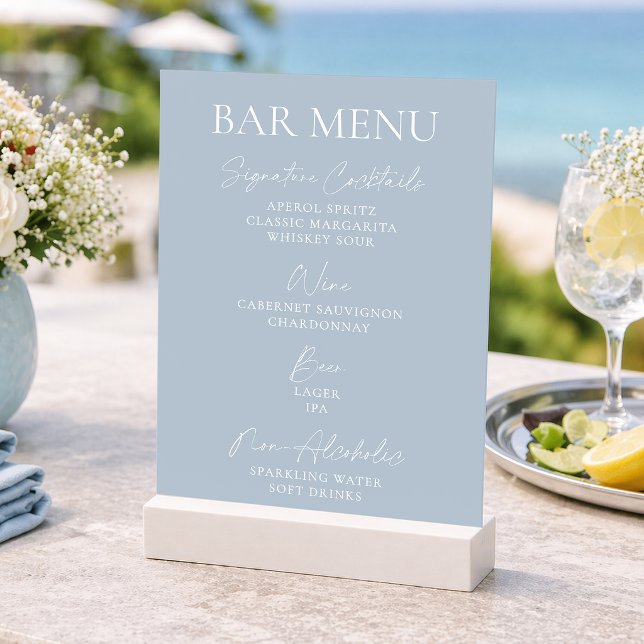 Dusty Blue Wedding Bar Menu Invitation (Creator Uploaded)