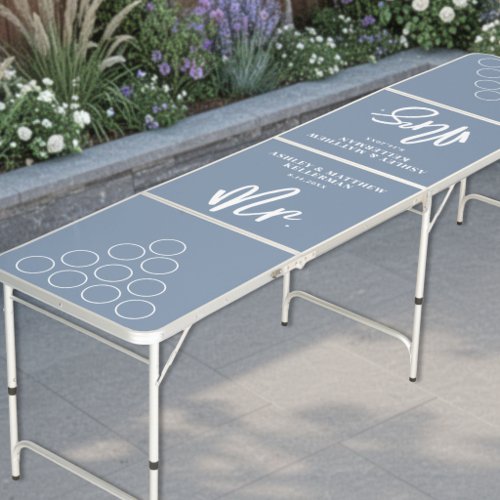 Dusty Blue Wedding Beer Pong Table