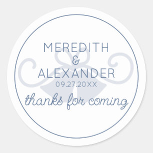 Dusty Blue Wedding Bell Thank You Sticker