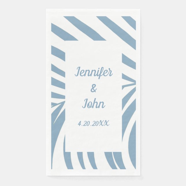 Dusty Blue Wedding Bridal Shower Tropical Palm  Paper Guest Towels (Front)