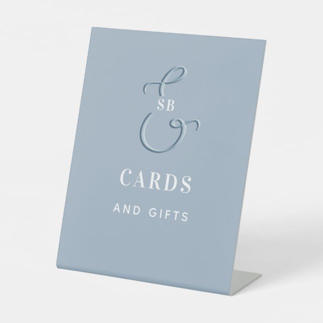 Dusty Blue Wedding Cards and Gifts Pedestal Sign (Front)
