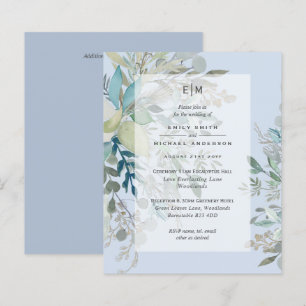 Dusty Blue Wedding Ceremony and Reception Invite