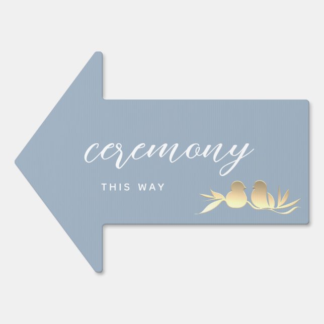 Dusty Blue Wedding Ceremony Arrow Sign (Front)
