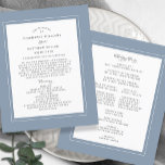 Dusty Blue Wedding Ceremony Elegant Budget Program<br><div class="desc">Dusty Blue budget wedding program design features a beautiful chic border in dusty blue that includes an elegant petite white border. Personalize wedding ceremony details for your guests in chic charcoal gray calligraphy lettering and script set on a white background. The back of the card matches with Dusty Blue on...</div>