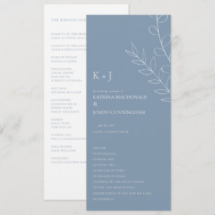 Dusty Blue Wedding Ceremony Minimalist Elegant Program