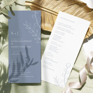 Dusty Blue Wedding Ceremony Minimalist Elegant Program