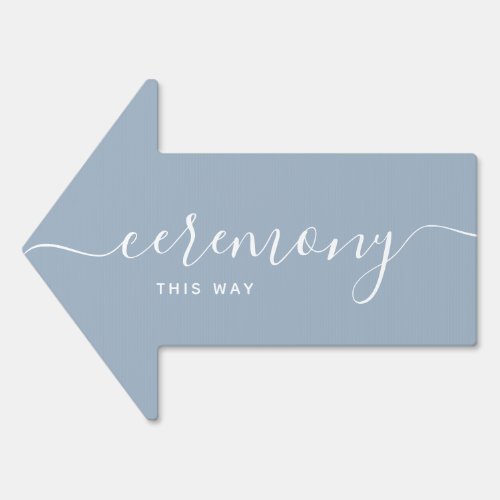 Dusty Blue Wedding Ceremony This Way Arrow Sign