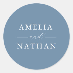 Dusty Blue Wedding Classic Round Sticker