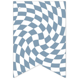 Dusty Blue Wedding Collection Check Checkered    Bunting Flags