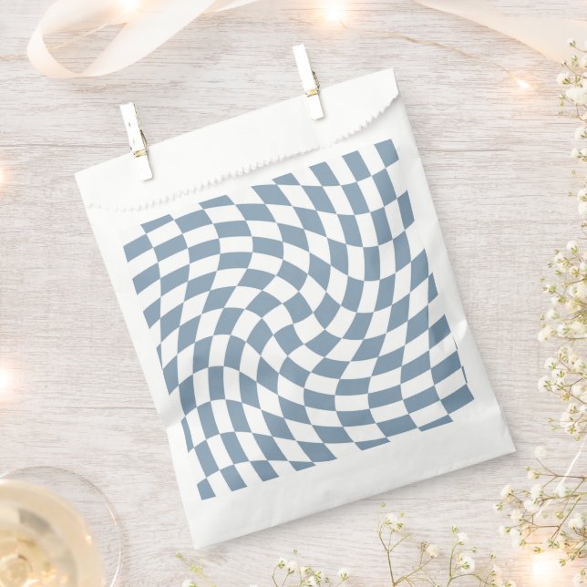 Dusty Blue Wedding Collection Check Checkered    Favor Bag (Clipped)