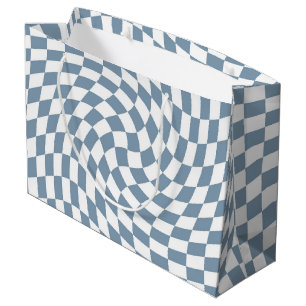 Dusty Blue Wedding Collection Check Checkered Large Gift Bag