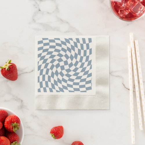 Dusty Blue Wedding Collection Check Checkered   Napkins