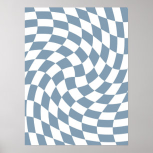 Dusty Blue Wedding Collection Check Checkered   Poster