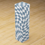 Dusty Blue Wedding Collection Check Checkered    Wine Box<br><div class="desc">Modern bohemian Dusty Blue color theme wedding party products. Evergreen retro trendy warped checks design,  warped checkered paper plates in beautiful elegant and chic Dusty Blue and white color.</div>