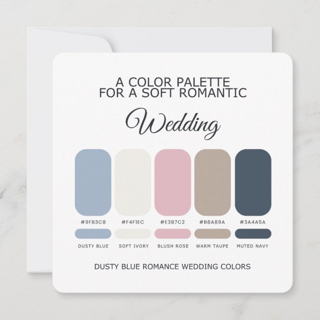 Dusty Blue Wedding Color Palette Romantic Wedding Invitation (Front)